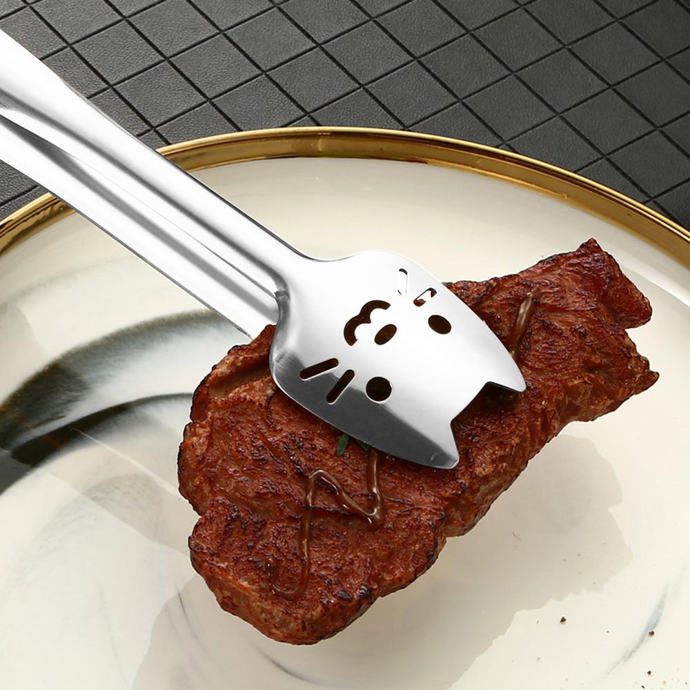 

Кухонные щипцы из нержавеющей стали Щипцы для барбекю Хлебный зажим Дизайн кошки Сверхпрочные щипцы для гриля Для уличного гриля Кухня Маленькие красный