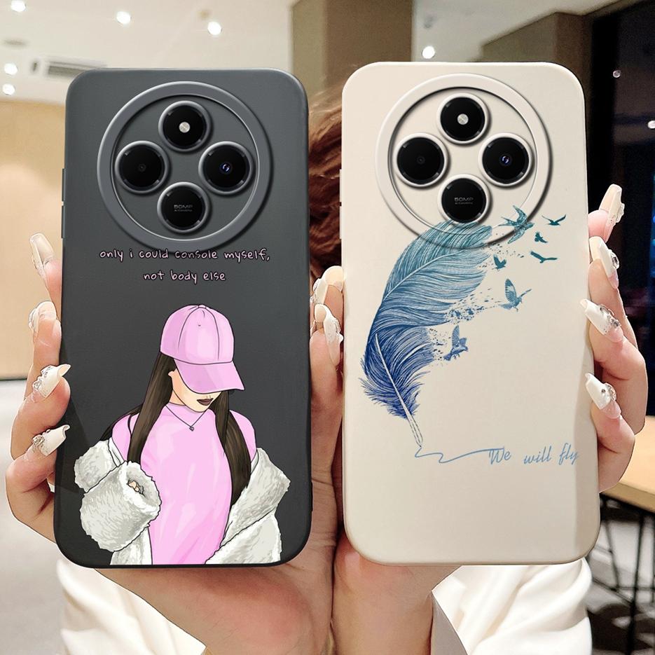 Für Xiaomi Redmi 14C Hülle Stylische Sonnenblume Hübsche Mädchen Rückabdeckung Weiche TPU Handyhülle Für Xiaomi Poco C75 C 75 Redmi14C Fundas