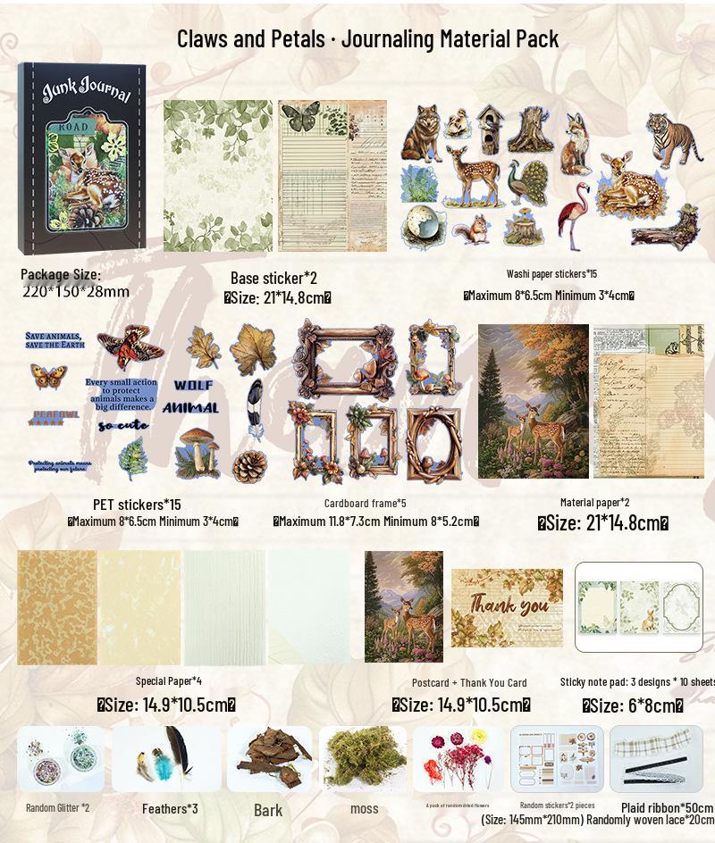 Retro Art Sticker Set: Dried Flower Journal Paper with Creative Cross-Border Designs