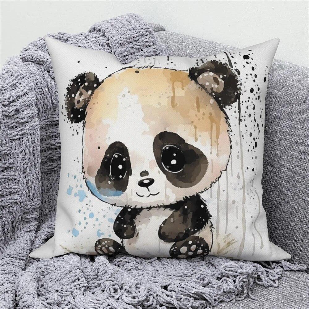 Pig Cat Panda Rabbit Print Decorative Pillowcase  Sofa Car Living Room  Animal Cushion Cover