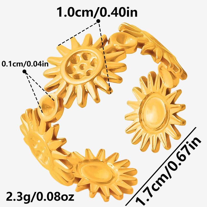 1/6pcs Plant Ring Ginkgo Leaf Tulip Flower Stainless Steel Open Adjustable Rings For Women Men Jewelry Personality Ring Anillos