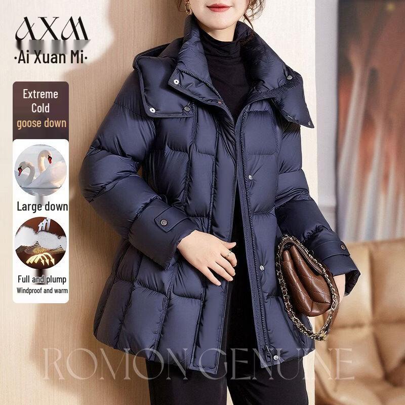 

AIXUANMI Women s Mid-Length Hooded Goose Down Parka XS (90-120 lbs)