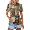 Women's Fashion Casual Lapel Short Sleeve Print Shirt Women's Button Up Tops