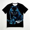 Neon Blue Panther 3D All Over Print Men's Crew Neck T-Shirt