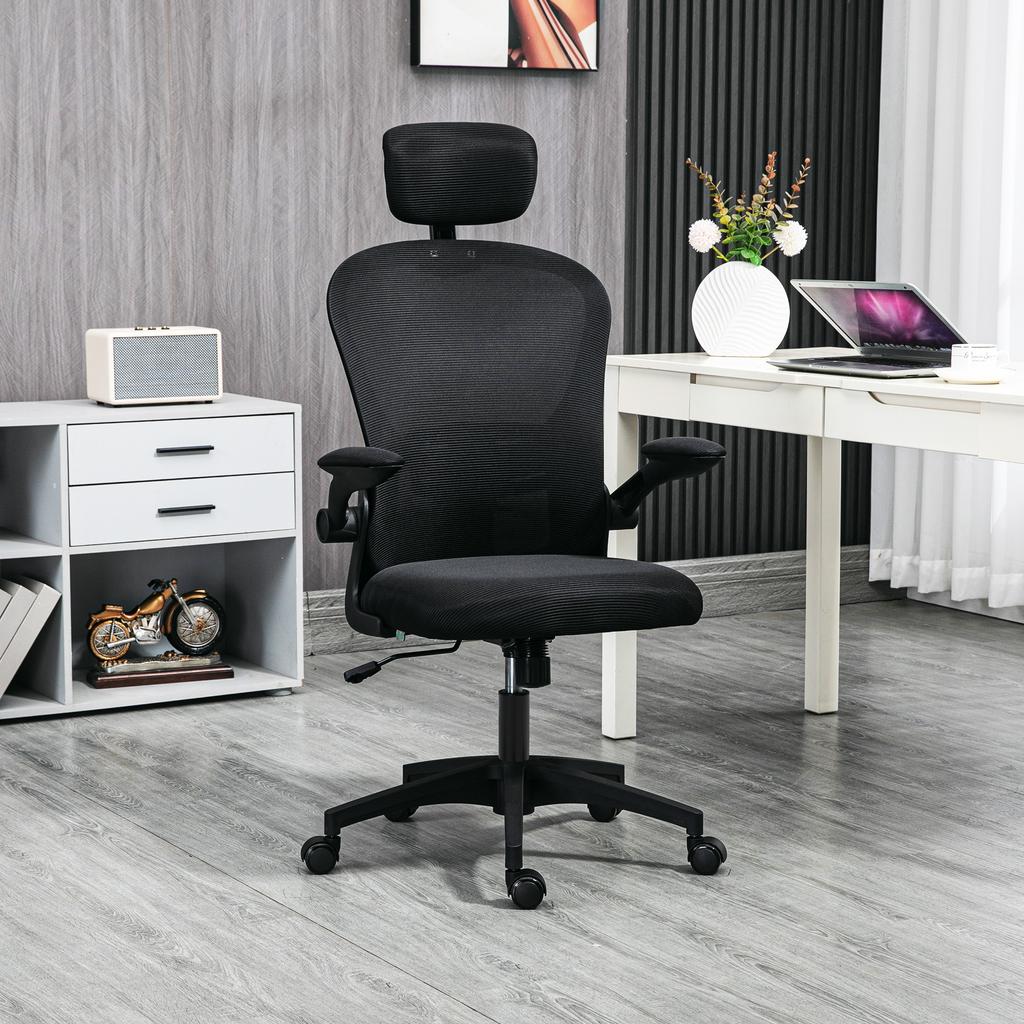 Multi-Adjustable Office Chair, with Lumbar Support, Headrest and Mesh Back - Black