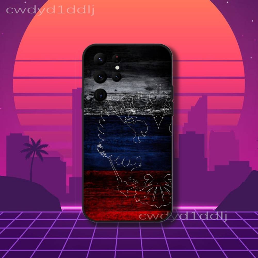 Russia Russian Flag Phone Case For Samsung S10,S21,FE,S21 ,S26,S25,S24,S23,Ultra,S9,S22,Plus Black Shockproof Silicone Sof