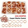 Copper Washer Gasket Assortment Kit M8/M10/M12/M14 Flat Seal Ring Set for Sump Plugs Oil Drain Bolts Automotive Plumbing Repair