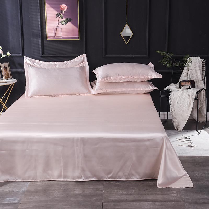 1pc Flat Bed Sheet Silky Bedsheets Solid Color Bed Linen Smooth Flat Sheets Sabanas Para Cama Home Textile Bed Sheets