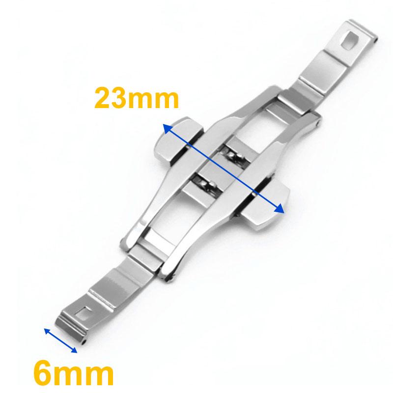 4mm 5mm 6mm Stainless Steel Watch Clasp Double Push Butterfly Watch Straps Silver Buckle for Men Women Luxury Button Accessories