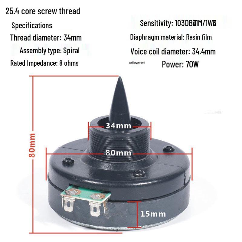 Horn Tweeter Driver: 25, 34, 44-Core Screw-On Audio Speaker Unit