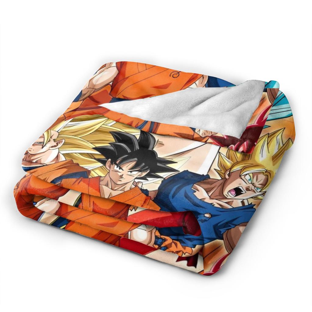 DBZ Knitted Blanket Flannel Super Saiyan Super Warm Throw Blanket for Car Sofa Couch Bedroom Quilt