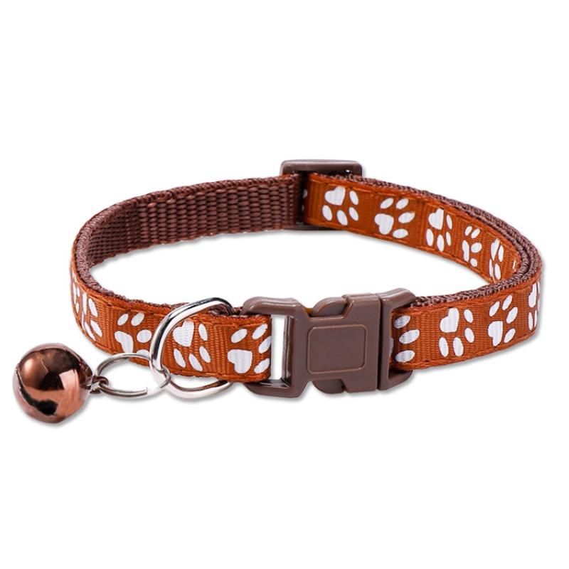 Pet Collar Dog Paw Print Bell Cat Collar Footprint Dog Collar Adjustable Collar