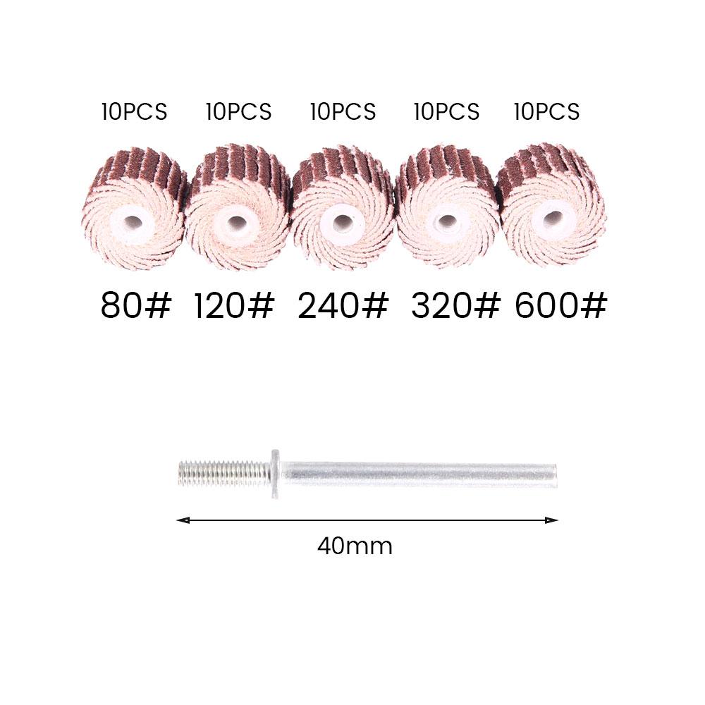 50Pcs Sanding Drum Kit 80/120/240/320/600 Grit Grinding Wheel Head Sander Abrasive Tools Sandpaper Rust Removal Polishing Tools