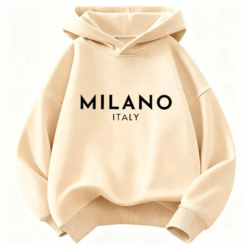 New Autumn/Winter Fashion Milanese Letter Print Children's Hoodie, Boys' and Girls' Christmas Gift, Casual Hip Hoodie Style