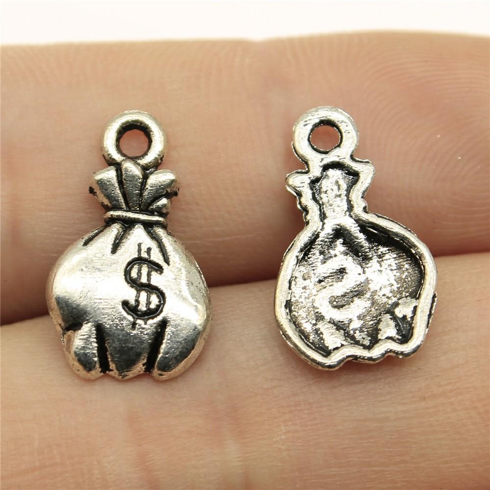 20 Stück Geldbeutel Anhänger Geld US-Dollar Anhänger Schmuckherstellung Glücksgeld Anhänger Für Armbandherstellung Antik Silber Farbe