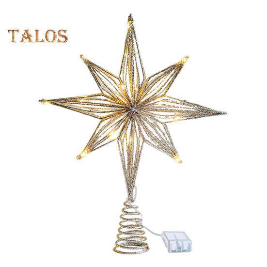 

Рождественская елка, 3D, железная верхушка для елки, украшение в виде звезды со светодиодными огнями, праздничный декор, блестящая верхушка для рождественских елок в помещении и на улице A