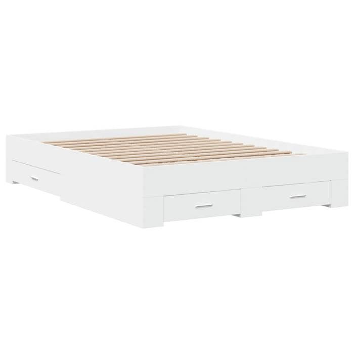 VidaXL Cadre de lit avec tiroirs blanc 120x200 cm bois d'ingénierie, lit, lit de rangement, cadre de lit double, lit double 3280391