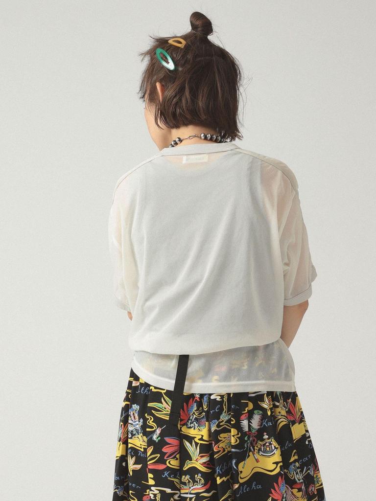 Beams Boy S/S Tee Sheer Line Short Sleeve Women's OFF_WHT FREE