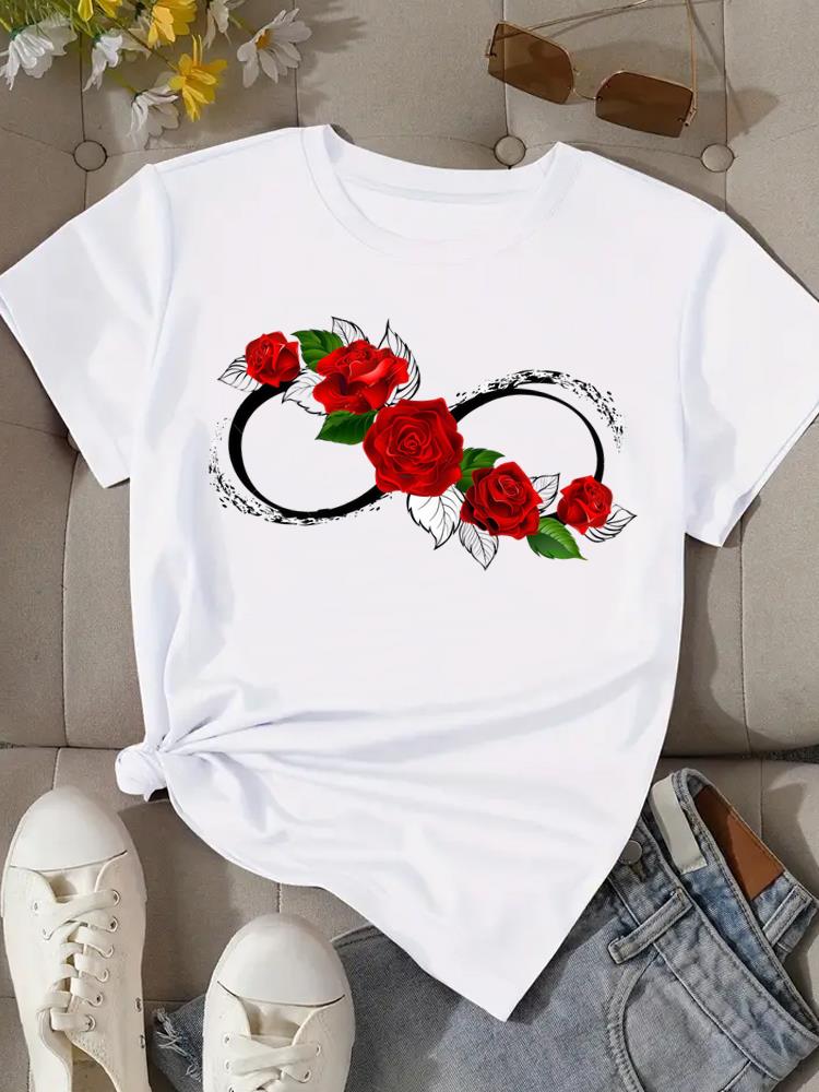 (Asian Size) Print Fashion Female Tee Top Women Clothing T Shirt trend sweet 90s style Woman Short Sleeve Graphic T-shirts
