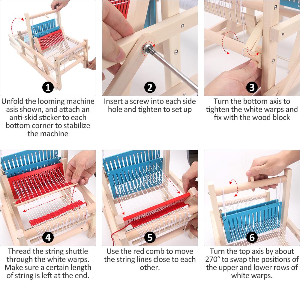 1 kit de telar de tejer multi-artesanía de madera, herramienta de máquina de tejer lana DIY manual, proyecto creativo de hilo de lana para tejer a mano