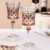 2pcs French Style Wine Glass 270ml/9.1oz Colorful Embossed Champagne Glasses Vintage Goblets For Whisky Cocktail For Bar Pub Club Restaurant And Home