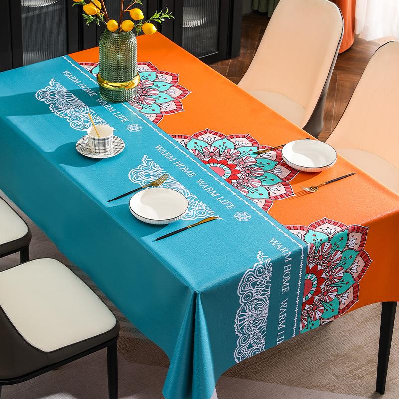 

Ethnic Style Tablecloth Waterproof, Oil-Proof, Anti-Scalding And Leave-In Tablecloth Atmosphere Coffee Table Cloth Dining Table Mat Household 140*140cm