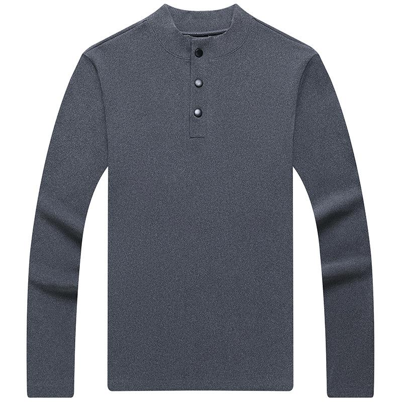 Men'S Lapel Solid Color German Velvet Business Casual T-Shirt Medium Dad Men'S Long-Sleeved Polo Shirt