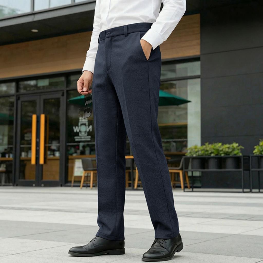 Men's English Gentleman Slim Fit Straight Leg Dress Pants | Casual Business Trousers For Commute