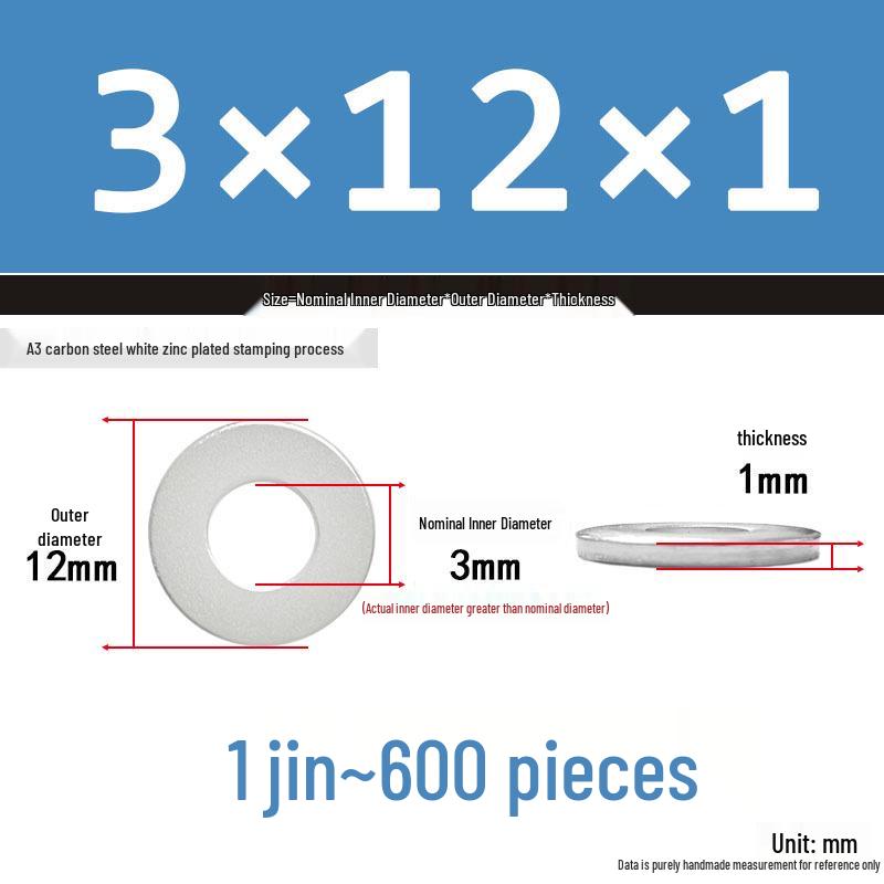 Extra Thick Galvanized Iron Flat Washer, Round, M3-M62