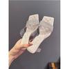 Sexy Rhinestone Thick High-heeled Women's Sandals 2025 Summer New Fairy Wind Transparent Belt Slippers Women's Outer Wear