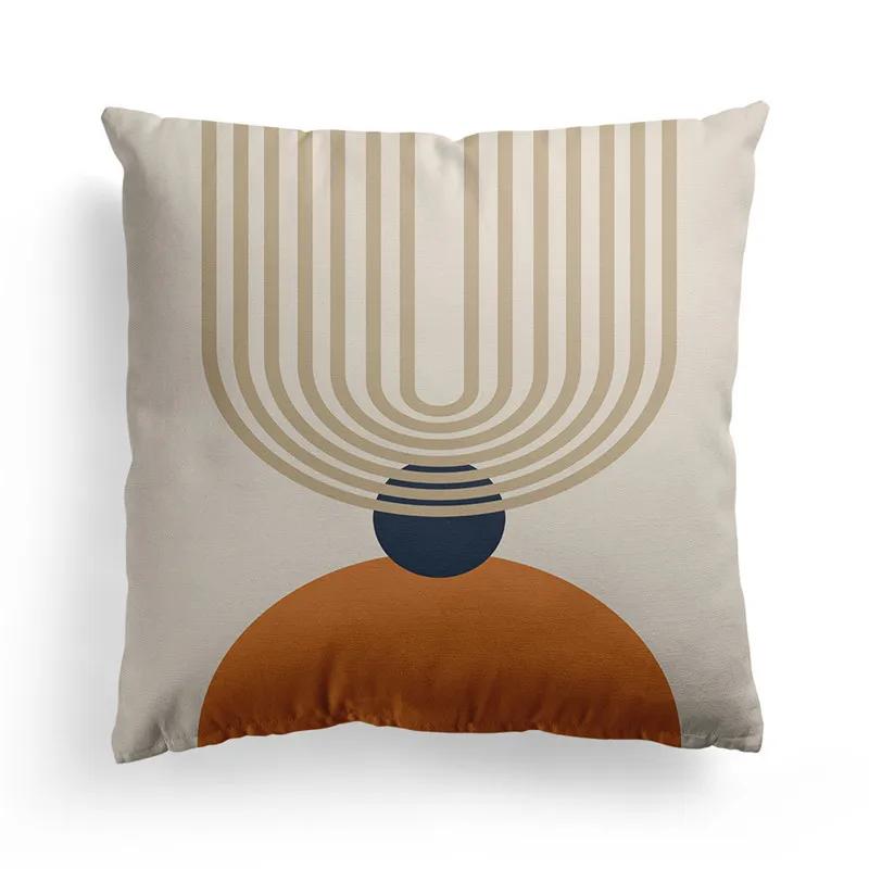 Nordic Orange Geometric Throw Pillow Cover Flower Printed Home Decorative Pillow Cushion Covers Office Sofa Pillowcase