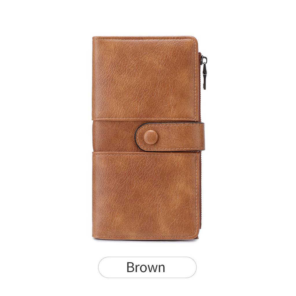 RFID anti-theft swiping ladies' long wallet retro multi-slot buckle wallet fashionable clutch