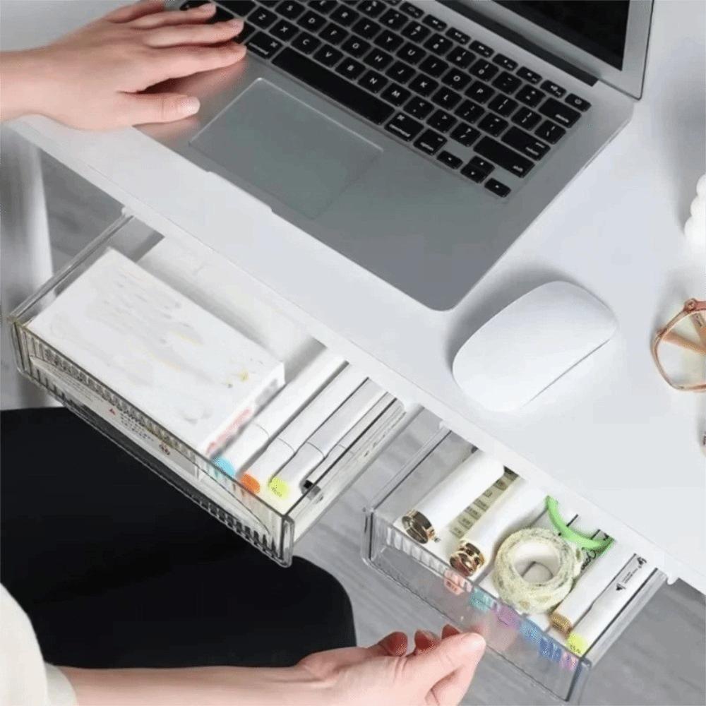Self Adhesive Pull Out Storage Box Large Capacity Cabinet Storage Drawer Stationery Storage