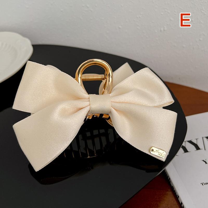 Korean  Big Bow Hair Claws Double Sided Bow-Knot Grab Clip Metal Hairpins Satin Barrette Hair Clip Hair Accessories