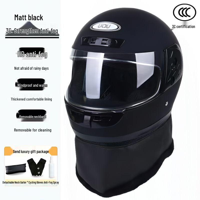Autumn/Winter Anti-fog Electric Motorcycle Helmet, Class A Safety, Unisex.