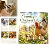 Wall Hanging Date Planner with Calendar 12-Month Country Chicken Tracker 2027 Farm Life Spiral Yearly