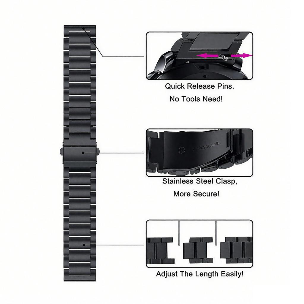 22mm Stainless Steel Metal Strap with PC Hard Case for Garmin Venu 4 45mm 18mm Watchband and Protection Case for Venu4 41mm