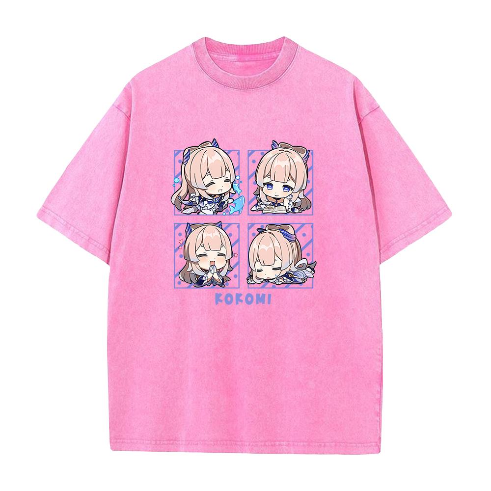 

Game Genshin Impact Sangonomiya Kokomi Kawaii Print Tshirt Men Women Washed Cotton Tshirts Casual Vintage T Shirt Harajuku Tops S