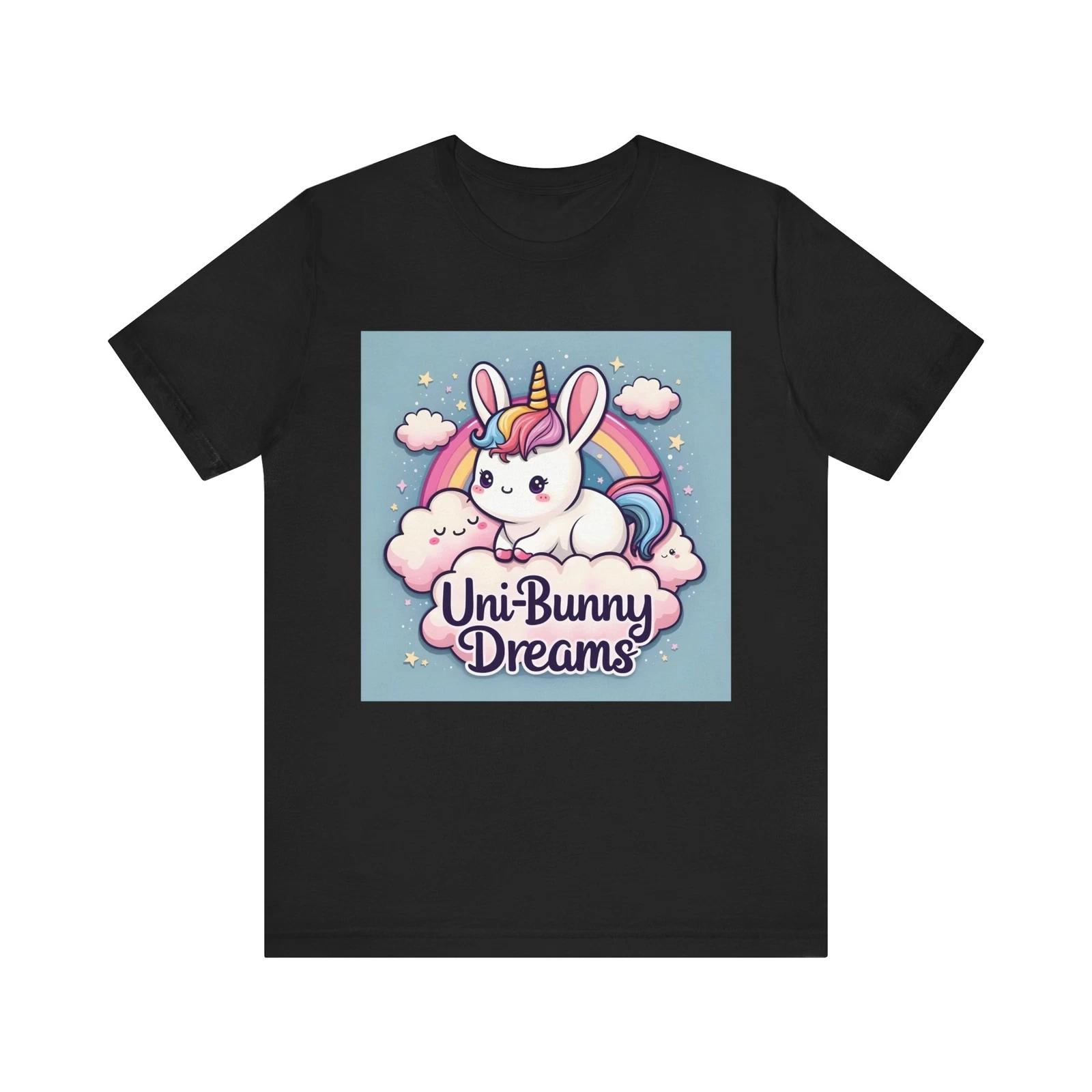 Kawaii Uni-Bunny Dreams Rainbow Unicorn Cloud Art T-Shirt S