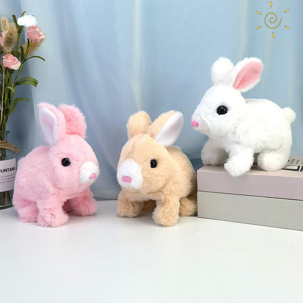 Electric Plush White Rabbits Toy Fluffy Educational Interactive Bunny Toys Suitable for Haunted House Decoration