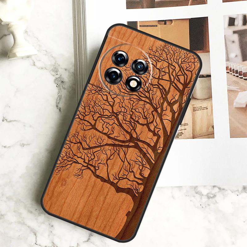 Tree Flower Bamboo Wood Case For OnePlus 12 12R 11 9 10 Pro 10R 9R 8T 10T Nord 3 CE 2 Lite 2T N10 N20 N30 CE4 Cover
