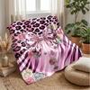 Pink Leopard Roses Bow Theme blanket Lightweight Warm Flannel Blanket Decorative Throw Blanket for Home Decoration