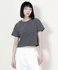 Deumakeu Loose Fit Pinstripe Crop Short Sleeve T-Shirt Black