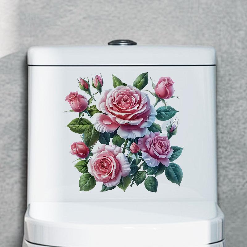 Colorful Butterfly Flowers Plant Wall Stickers Waterproof Bathroom Toilet Sticker