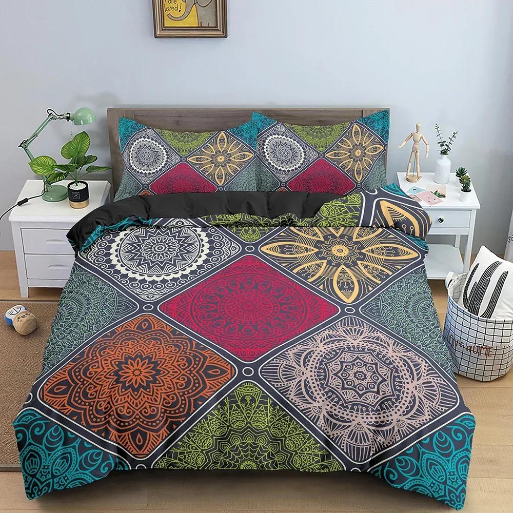

2/3Pcs Ethnic Mandala Bohemian Comfortable Duvet Quilt Cover Pillowcase Bedding Set Children Bedroom Decoration Home Textile 70x133cm 2pcs
