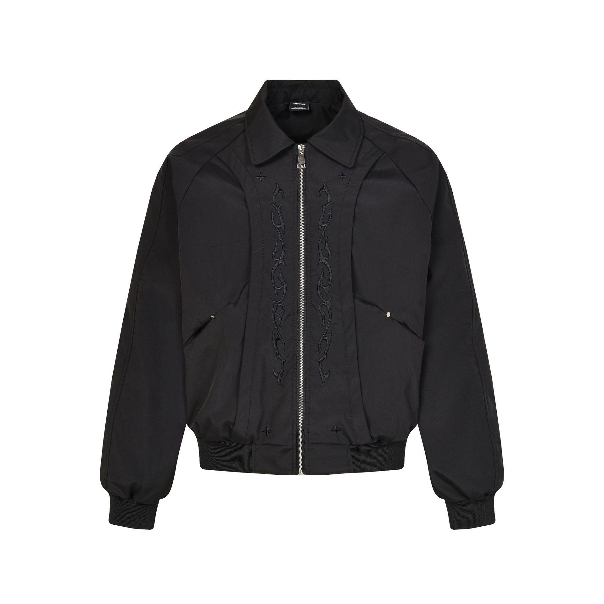 

ARES Men s Retro Solid Color Embroidered Zipper Jacket with Clean Fit and Regular Shoulder. L чорний