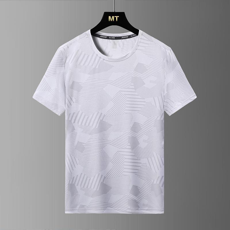 Kurzärmeliges Modisches Rundhals-EisSeiden-T-Shirt für Herren Sportlich Lässig Oberteile Herren Leicht Atmungsaktiv Fitness Große Größe Kurzärmelig