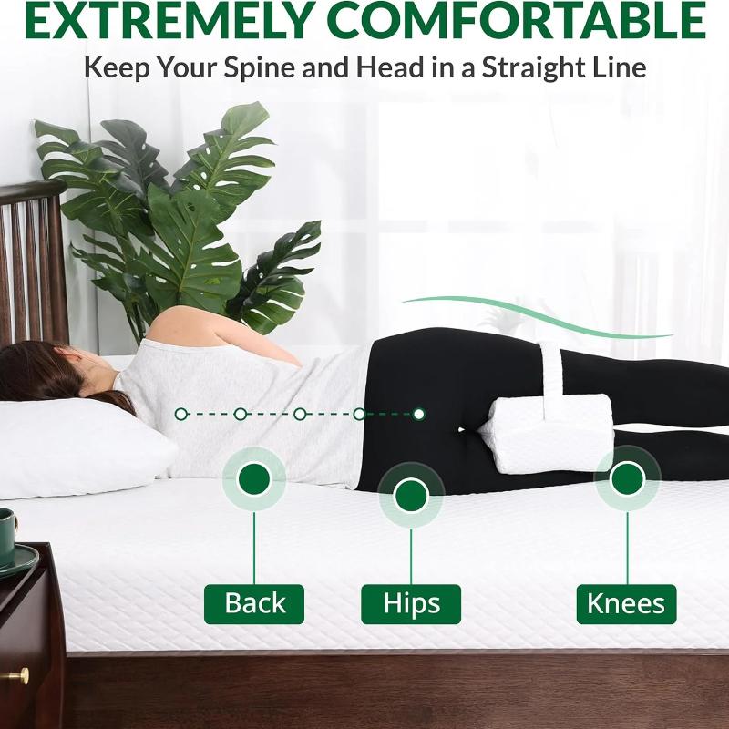 Knee Pillow for Side Sleepers with Straps Soft Memory Foam Leg Knee Pillow for Hip Pain Back Pain Knee Support Pillow