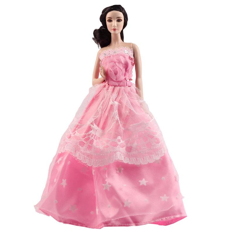 30cm Doll Clothes Wedding Dress Princess Tail Skirt Evening Dress Girl Toy Half-covered Big Skirt
