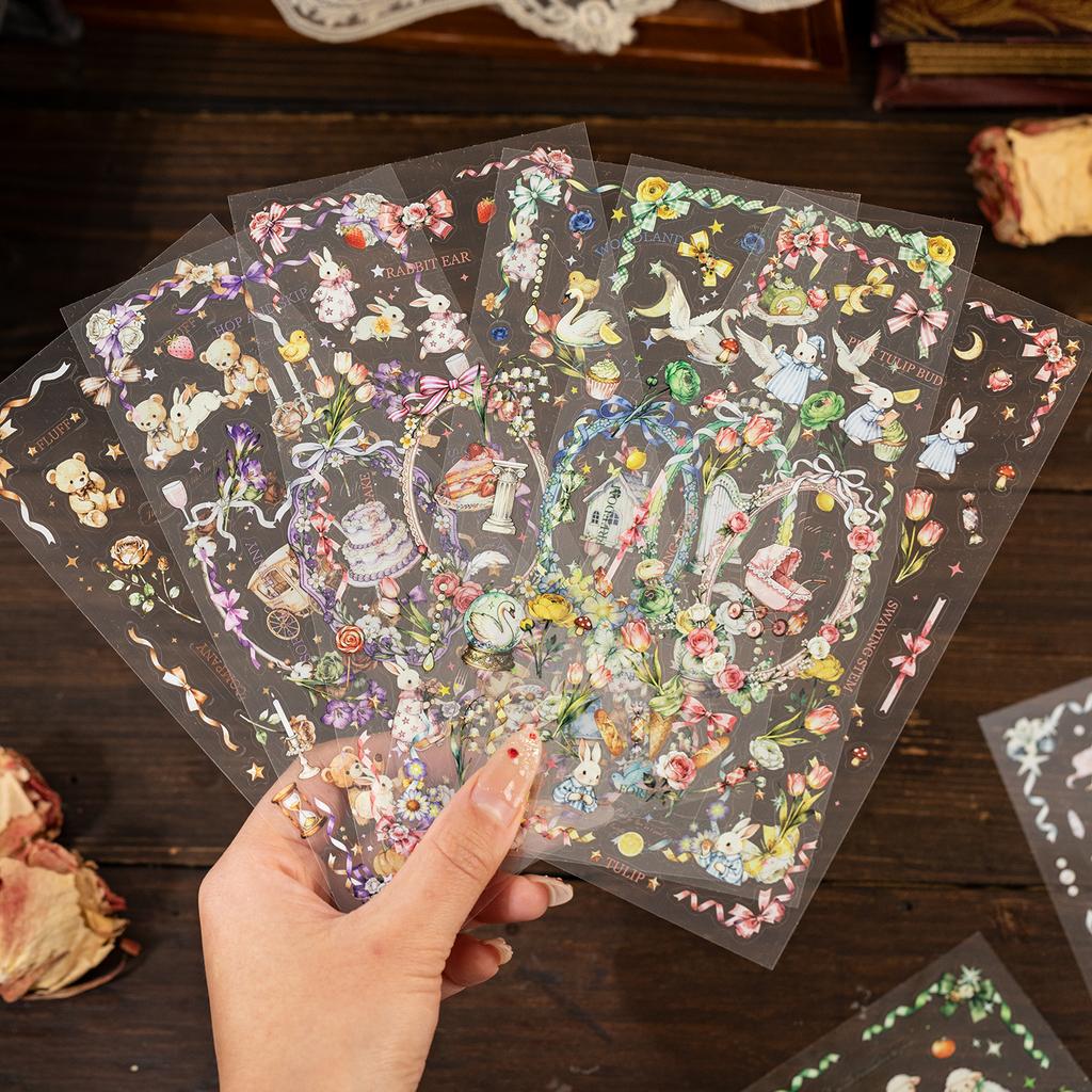 JIAMEI 2sheets/pack Starry Night Fairy Tale Series Kawaii PET Decorative Stickers DIY Diary Scrapbook Decor Journal Supplies